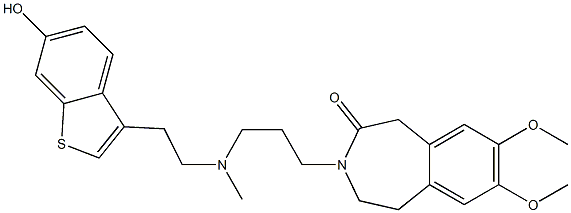 2,3-Dihydro-7,8-dimethoxy-3-[3-[N-[2-(6-hydroxy-1-benzothiophen-3-yl)ethyl]-N-methylamino]propyl]-1H-3-benzazepin-4(5H)-one Struktur