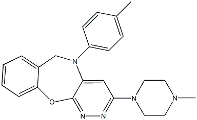 5,6-Dihydro-3-(4-methyl-1-piperazinyl)-5-(p-tolyl)pyridazino[3,4-b][1,4]benzoxazepine Struktur