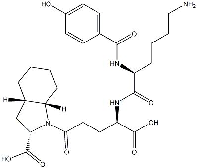 (2S,3aS,7aS)-Octahydro-1-[(4R)-4-[[(2S)-6-amino-2-[4-hydroxybenzoylamino]hexanoyl]amino]-4-carboxybutyryl]-1H-indole-2-carboxylic acid Struktur