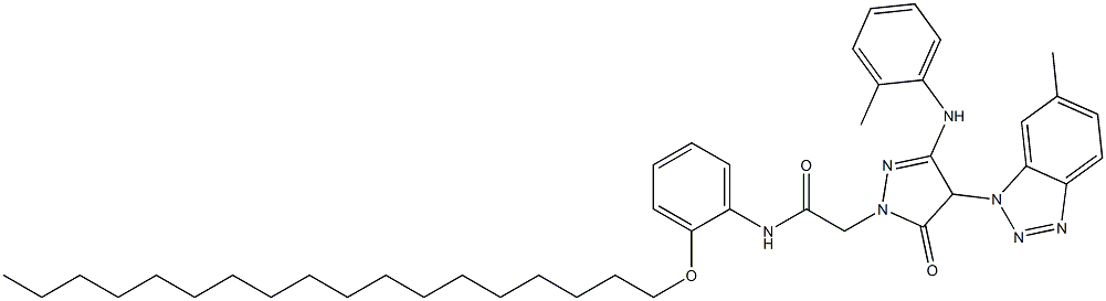 1-[(2-Octadecyloxyphenyl)aminocarbonylmethyl]-3-(2-methylanilino)-4-(6-methyl-1H-benzotriazol-1-yl)-5(4H)-pyrazolone Struktur