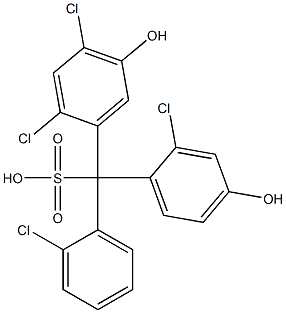 (2-Chlorophenyl)(2-chloro-4-hydroxyphenyl)(2,4-dichloro-5-hydroxyphenyl)methanesulfonic acid Struktur