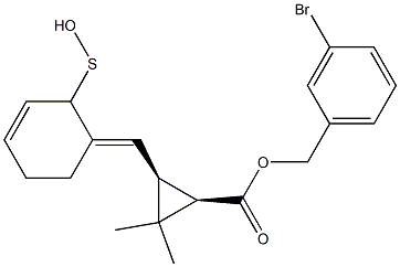 (1R,3S)-2,2-Dimethyl-3-[[(3E)-2,3,4,5-tetrahydro-2-oxothiophen]-3-ylidenemethyl]cyclopropane-1-carboxylic acid-3-bromobenzyl ester Struktur