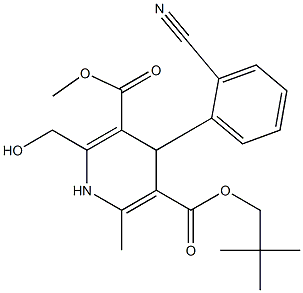 4-(2-Cyanophenyl)-2-hydroxymethyl-6-methyl-1,4-dihydropyridine-3,5-dicarboxylic acid 3-methyl 5-neopentyl ester Struktur