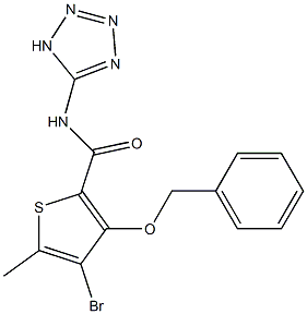 4-Bromo-3-benzyloxy-5-methyl-N-(1H-tetrazol-5-yl)thiophene-2-carboxamide Struktur