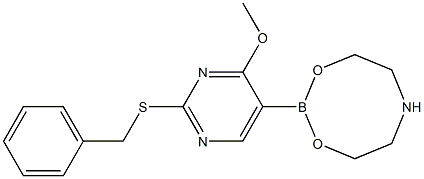 2-(2-Benzylthio-4-methoxy-5-pyrimidinyl)tetrahydro-6H-1,3,6,2-dioxazaborocine Struktur