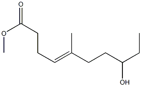 8-Hydroxy-5-methyl-4-decenoic acid methyl ester Struktur