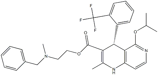 (4R)-1,4-Dihydro-5-isopropyloxy-2-methyl-4-[2-(trifluoromethyl)phenyl]-1,6-naphthyridine-3-carboxylic acid 2-(N-methyl-N-benzylamino)ethyl ester Struktur