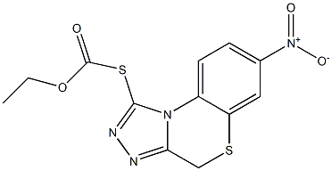 [(7-Nitro-4H-[1,2,4]triazolo[3,4-c][1,4]benzothiazin-1-yl)thio]formic acid ethyl ester Struktur