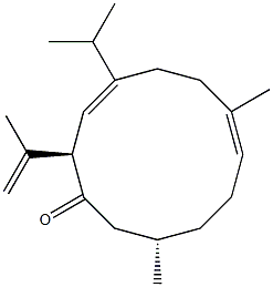 (2R,3Z,7E,11S)-2-(1-Methylethenyl)-4-isopropyl-7,11-dimethylcyclododeca-3,7-dien-1-one Struktur