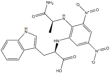 (S)-2-[[6-[[(R)-1-Carboxy-2-(1H-indol-3-yl)ethyl]amino]-2,4-dinitrophenyl]amino]propanamide Struktur