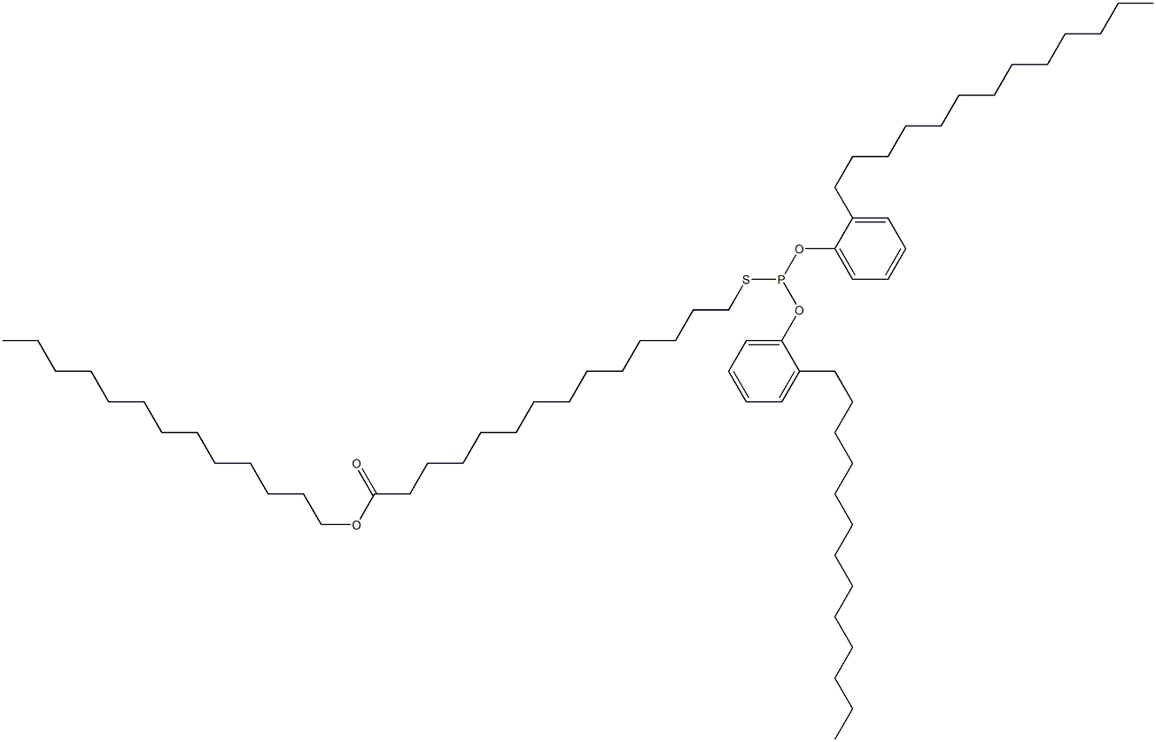 Thiophosphorous acid O,O-bis(2-tridecylphenyl)S-(14-tridecyloxy-14-oxotetradecyl) ester Struktur