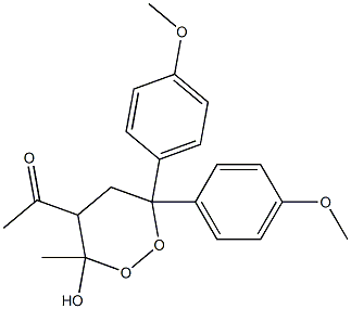 3-Methyl-4-acetyl-6,6-bis(4-methoxyphenyl)-1,2-dioxane-3-ol Struktur