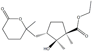 (1R,2S,3S)-2-Hydroxy-3-[(2-methyl-6-oxotetrahydro-2H-pyran)-2-ylmethyl]-1,2-dimethylcyclopentanecarboxylic acid ethyl ester Struktur