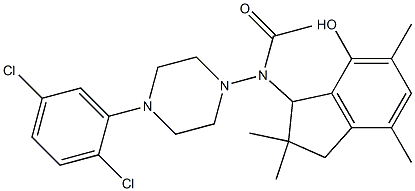 2,3-Dihydro-3-[[4-(2,5-dichlorophenyl)-1-piperazinyl]acetylamino]-2,2,5,7-tetramethyl-1H-inden-4-ol Struktur