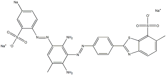 2-[4-[[2,6-Diamino-3-methyl-5-[(4-sodiosulfophenyl)azo]phenyl]azo]phenyl]-6-methylbenzothiazole-7-sulfonic acid sodium salt Struktur