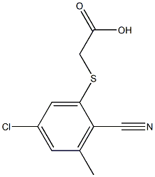 (5-Chloro-2-cyano-3-methylphenylthio)acetic acid Struktur