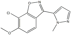 7-Chloro-6-methoxy-3-(2-methyl-2H-pyrazol-3-yl)-1,2-benzisoxazole Struktur