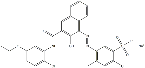 2-Chloro-4-methyl-5-[[3-[[(2-chloro-5-ethoxyphenyl)amino]carbonyl]-2-hydroxy-1-naphtyl]azo]benzenesulfonic acid sodium salt Struktur