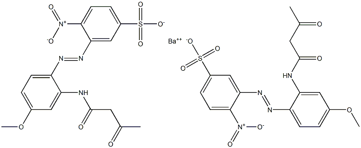 Bis[3-[2-(1,3-dioxobutylamino)-4-methoxyphenylazo]-4-nitrobenzenesulfonic acid]barium salt Struktur