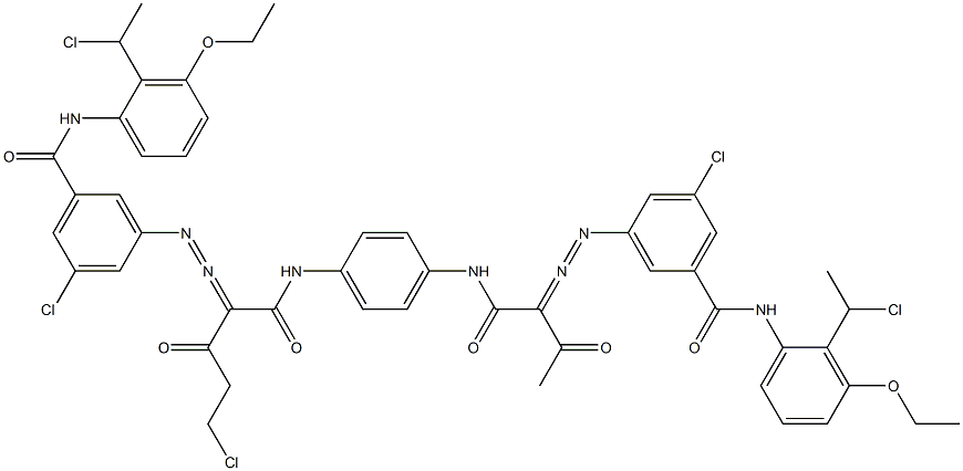 3,3'-[2-(Chloromethyl)-1,4-phenylenebis[iminocarbonyl(acetylmethylene)azo]]bis[N-[2-(1-chloroethyl)-3-ethoxyphenyl]-5-chlorobenzamide] Struktur