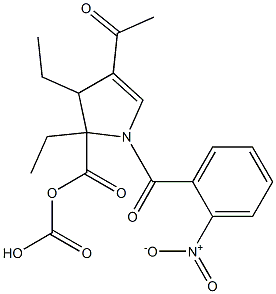 4-Acetyl-2,3-dihydro-1-(2-nitrobenzoyl)-1H-pyrrole-2,2-dicarboxylic acid diethyl ester Struktur