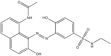 3-(8-Acetylamino-2-hydroxy-1-naphtylazo)-N-ethyl-4-hydroxybenzenesulfonamide Struktur