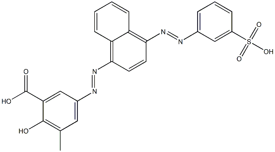 2-Hydroxy-3-methyl-5-[[4-[(3-sulfophenyl)azo]-1-naphtyl]azo]benzoic acid Struktur