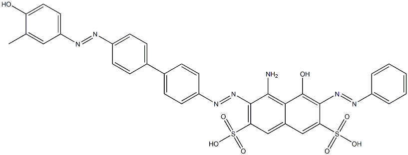 4-Amino-5-hydroxy-3-[[4'-[(4-hydroxy-3-methylphenyl)azo]-1,1'-biphenyl-4-yl]azo]-6-phenylazo-2,7-naphthalenedisulfonic acid Struktur