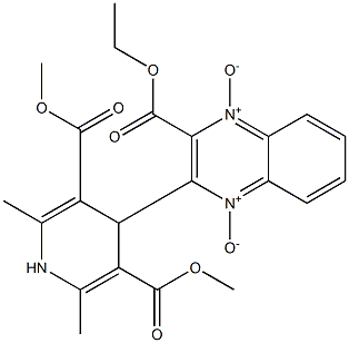 1,4-Dihydro-4-[[3-(ethoxycarbonyl)quinoxaline 1,4-dioxide]-2-yl]-2,6-dimethylpyridine-3,5-dicarboxylic acid dimethyl ester Struktur