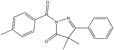 1-(4-Methylbenzoyl)-3-phenyl-4,4-dimethyl-4,5-dihydro-1H-pyrazol-5-one Struktur