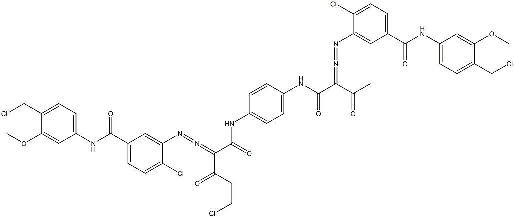 3,3'-[2-(Chloromethyl)-1,4-phenylenebis[iminocarbonyl(acetylmethylene)azo]]bis[N-[4-(chloromethyl)-3-methoxyphenyl]-4-chlorobenzamide] Struktur