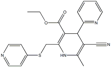 5-Cyano-1,4-dihydro-6-methyl-4-(2-pyridinyl)-2-[(4-pyridinylthio)methyl]pyridine-3-carboxylic acid ethyl ester Struktur