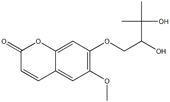 7-(2,3-Dihydroxy-3-methylbutoxy)-6-methoxy-2H-1-benzopyran-2-one Struktur