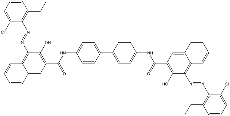 4,4'-Bis[1-[(2-chloro-6-ethylphenyl)azo]-2-hydroxy-3-naphthoylamino]biphenyl Struktur