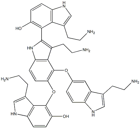 5'-Hydroxy-3,3'-bis(2-aminoethyl)-4-[[3-(2-aminoethyl)-1H-indol-5-yl]oxy]-5-[[3-(2-aminoethyl)-5-hydroxy-1H-indol-4-yl]oxy]-2,4'-bi[1H-indole] Struktur