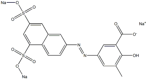 5-[[5,7-Bis(sodiosulfo)-2-naphthalenyl]azo]-2-hydroxy-3-methylbenzoic acid sodium salt Struktur