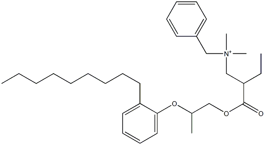 N,N-Dimethyl-N-benzyl-N-[2-[[2-(2-nonylphenyloxy)propyl]oxycarbonyl]butyl]aminium Struktur