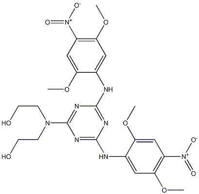 N,N'-Bis(2,5-dimethoxy-4-nitrophenyl)-N'',N''-bis(2-hydroxyethyl)-1,3,5-triazine-2,4,6-triamine Struktur