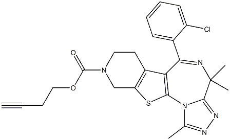 1-Methyl-4,4-dimethyl-6-(2-chlorophenyl)-9-(3-butynyloxy)carbonyl-7,8,9,10-tetrahydro-4H-pyrido[4',3':4,5]thieno[3,2-f][1,2,4]triazolo[4,3-a][1,4]diazepine Struktur