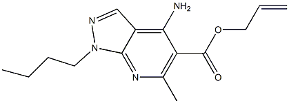 1-Butyl-4-amino-6-methyl-1H-pyrazolo[3,4-b]pyridine-5-carboxylic acid 2-propenyl ester Struktur