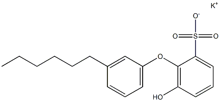 6-Hydroxy-3'-hexyl[oxybisbenzene]-2-sulfonic acid potassium salt Struktur