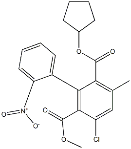 3-Methyl-5-chloro-6-methoxycarbonyl-2'-nitro-1,1'-biphenyl-2-carboxylic acid cyclopentyl ester Struktur