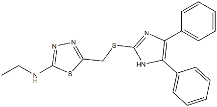 5-[[(4,5-Diphenyl-1H-imidazol-2-yl)thio]methyl]-2-(ethylamino)-1,3,4-thiadiazole Struktur