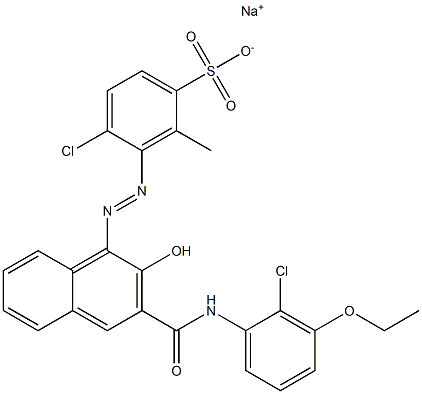 4-Chloro-2-methyl-3-[[3-[[(2-chloro-3-ethoxyphenyl)amino]carbonyl]-2-hydroxy-1-naphtyl]azo]benzenesulfonic acid sodium salt Struktur