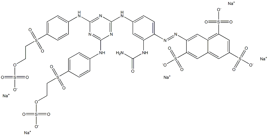 7-[4-[4,6-Bis[4-[2-(sulfooxy)ethylsulfonyl]anilino]-1,3,5-triazin-2-ylamino]-2-ureidophenylazo]-1,3,6-naphthalenetrisulfonic acid pentasodium salt Struktur