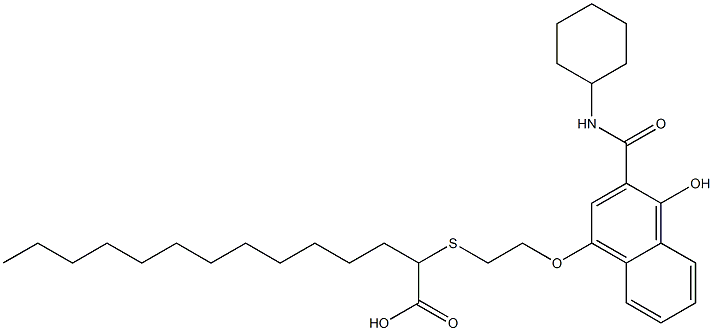 2-[2-(3-Cyclohexylaminocarbonyl-4-hydroxy-1-naphtyloxy)ethylthio]tetradecanoic acid Struktur