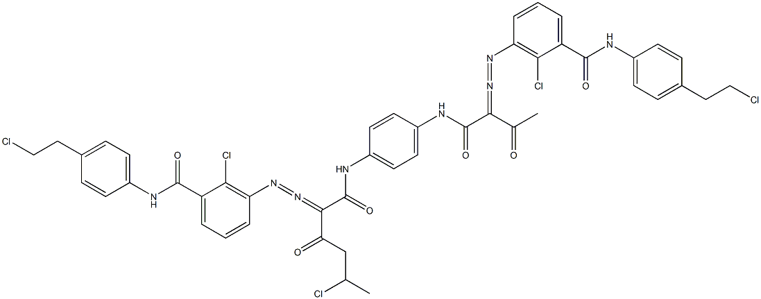 3,3'-[2-(1-Chloroethyl)-1,4-phenylenebis[iminocarbonyl(acetylmethylene)azo]]bis[N-[4-(2-chloroethyl)phenyl]-2-chlorobenzamide] Struktur