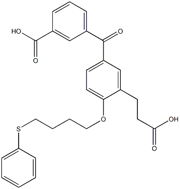 5-(3-Carboxybenzoyl)-2-(4-phenylthiobutoxy)benzenepropanoic acid Struktur