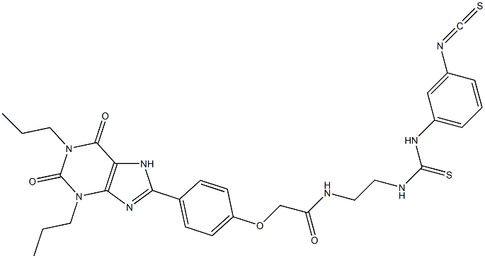 1,3-Dipropyl-8-[4-[[[[2-[[[(3-isothiocyanatophenyl)amino]thiocarbonyl]amino]ethyl]amino]carbonyl]methoxy]phenyl]-7H-purine-2,6(1H,3H)-dione Struktur