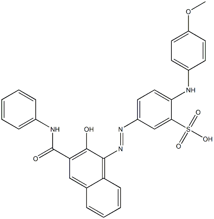 2-(p-Anisidino)-5-(2-hydroxy-3-phenylcarbamoyl-1-naphtylazo)-1-benzenesulfonic acid Struktur